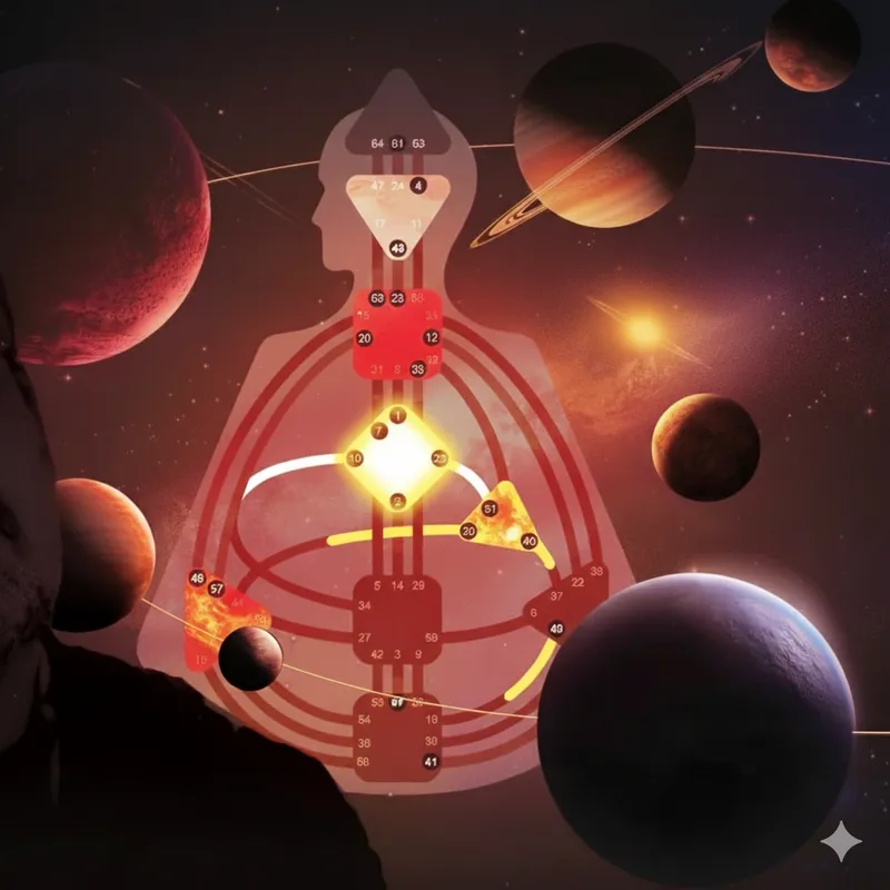 Ilustración del bodygraph de Diseño Humano