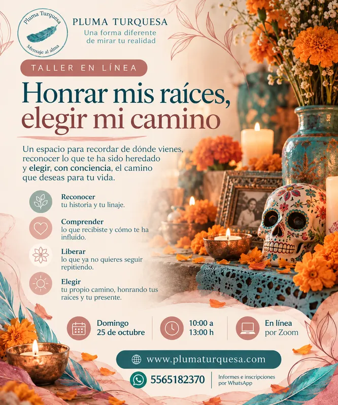 Taller en línea Honrar mis raíces, elegir mi camino, domingo 25 de octubre de 10:00 a 13:00 h por Zoom
